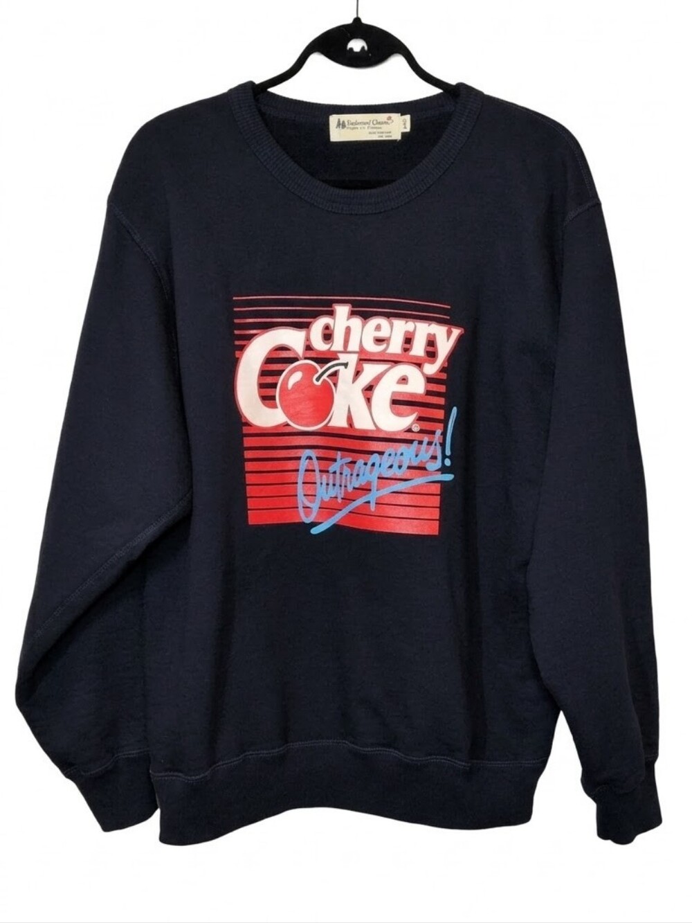 Vintage Cherry Coke Outrageous Graphic Sweatshirt Large Navy Redwood Classics